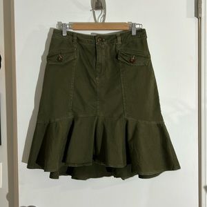 Anthropologie Maeve Army Green Ruffle Skirt 8